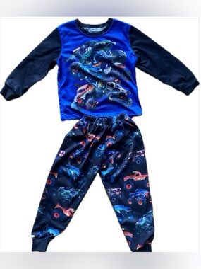 Kids Blue Monster Truck Pajama Set